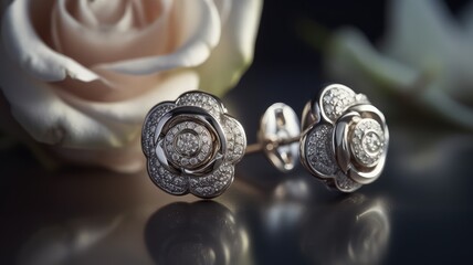 fashionable silver earring photography for wedding or anniversary