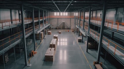 Fototapeta premium interior view of industry storehouse with cargo boxes