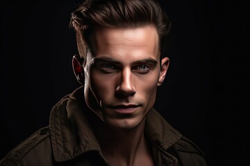 Obraz premium handsome and attractive adult man portrait on dark background