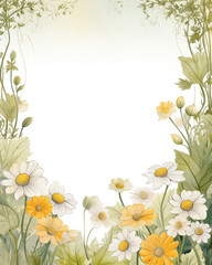 Boho mix of buttercups daisies and wild leaves