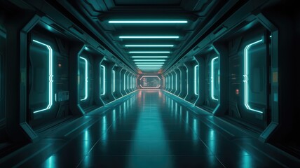 modern club passage with luminous neon tube light