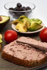 Foie gras pate and avocado on toast