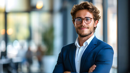 Obraz premium Elegant young entrepreneur strutting with confidence at the office