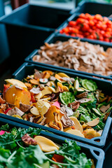 Fototapeta premium Sorting food waste into compost. Selective focus.