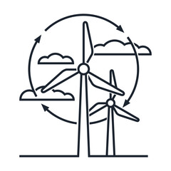 Wind turbines icon in bold line