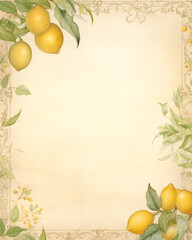 Boho postcard of lemons and wild leaves