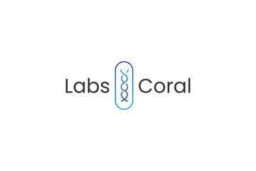 minimalist labs coral logo design vector illustration. simple future ocean labs reef and coral logo vector design background. 