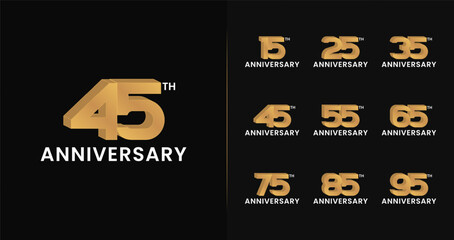 3d anniversary logo collections. Birthday number with luxury concept for celebrating