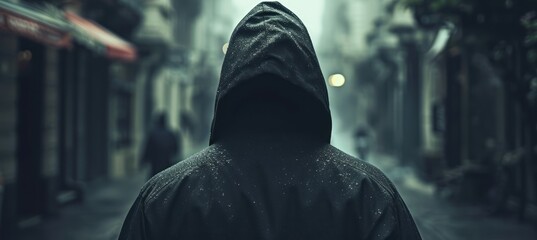 Hooded robber. Generative AI technology.