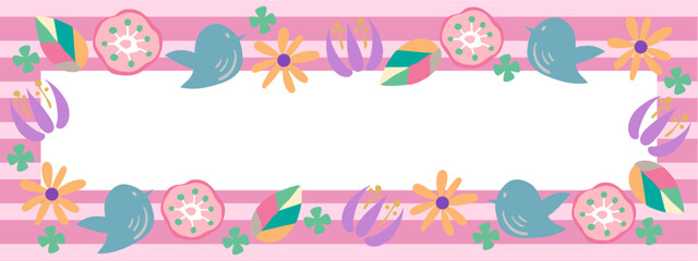 北欧風のナチュラルな鳥とお花のフレーム