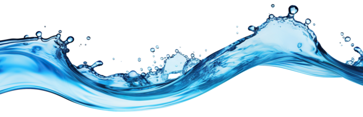 Dynamic wave of clear water flowing gracefully, cut out