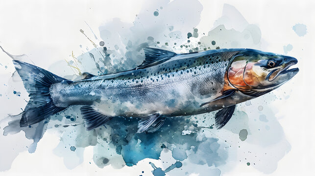 illustration with the drawing of a Salmon