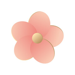 top view cute pink flower on white background