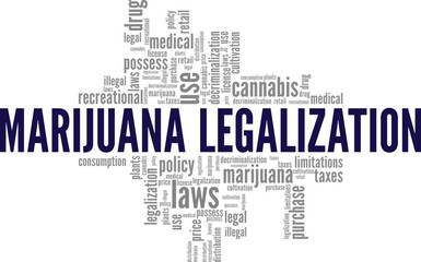 Marijuana Legalization word cloud conceptual design isolated on white background.