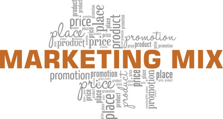 Fototapeta premium Marketing Mix word cloud conceptual design isolated on white background.