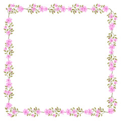 Vector hand drawn floral frame on white background