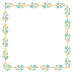 Vector hand drawn floral frame on white background