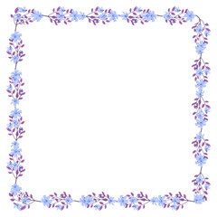 Vector hand drawn floral frame on white background