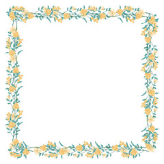 Vector hand drawn floral frame on white background