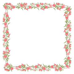 Vector hand drawn floral frame on white background