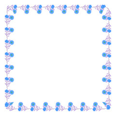 Vector hand drawn floral frame on white background