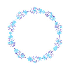 Vector hand drawn floral wreath frame on white background