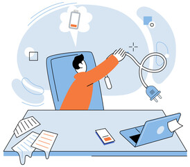 Low energy vector illustration. Recharging and revitalizing your energy is essential for maintaining vitality and strength Building endurance and strength through regular exercise can counteract low