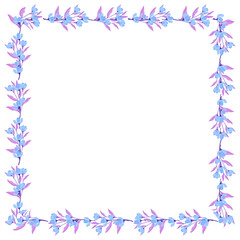 Vector hand drawn floral frame on white background