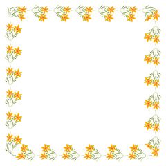 Vector hand drawn floral frame on white background