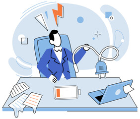 Low energy vector illustration. The low energy concept emphasizes importance understanding and addressing underlying causes fatigue Recharging and revitalizing your energy is essential for maintaining