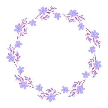 Vector hand drawn floral wreath frame on white background © Nganhaycuoi