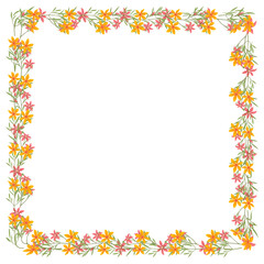 Vector hand drawn floral frame on white background