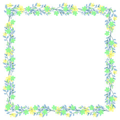 Vector hand drawn floral frame on white background