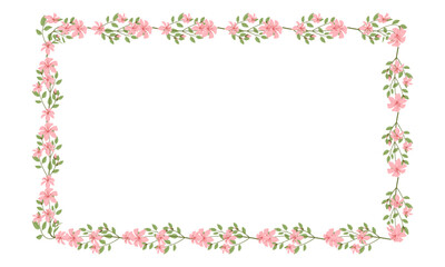 Vector hand drawn floral frame on white background