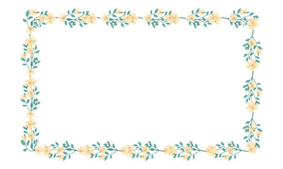 Vector hand drawn floral frame on white background