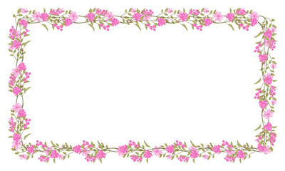 Vector hand drawn floral frame on white background