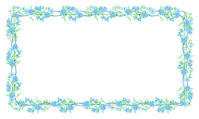Vector hand drawn floral frame on white background