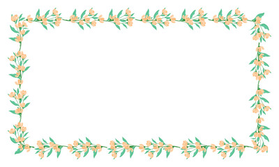 Vector hand drawn floral frame on white background