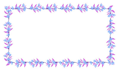 Vector hand drawn floral frame on white background