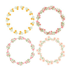 Vector hand drawn floral wreath collection