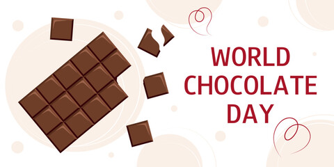 World Chocolate Day background design. July 7. Chocolate bar. September 13. Vector illustration. 