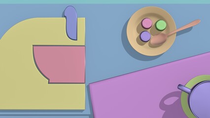 coffee, abstract background, minimalism, 3D rendering