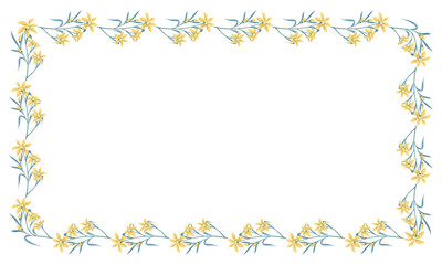 Vector hand drawn floral frame on white background