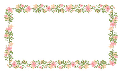 Vector hand drawn floral frame on white background