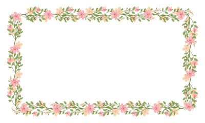 Vector hand drawn floral frame on white background