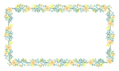 Vector hand drawn floral frame on white background