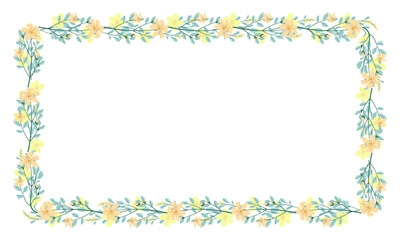 Vector hand drawn floral frame on white background