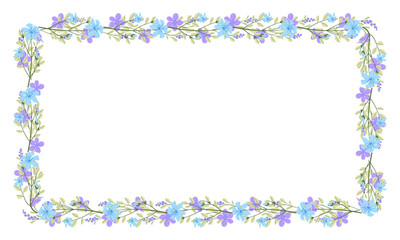 Vector hand drawn floral frame on white background