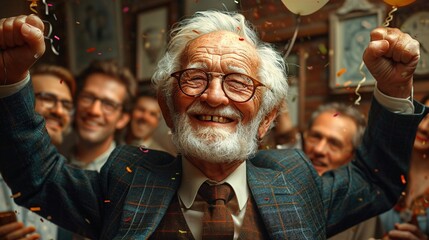 Celebrating the New Year with a Smile: A Group of Men Celebrating with Confetti and Glasses Generative AI