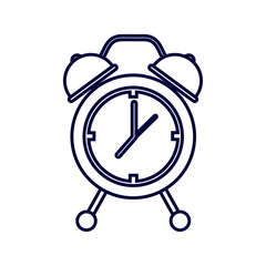 Vector hand drawn classic ringing alarm clock line art retro alarm clock black and white